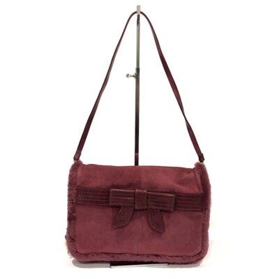 UGG QUINN BOW CLUTCH SHOULDER BAG -SUEDE SHEEPSKIN -SANGRIA -NWT