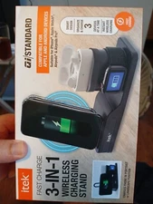 itek Fast Charge 3-In-1 Qi Wireless Charging Stand Charge 3 Devices At Once New