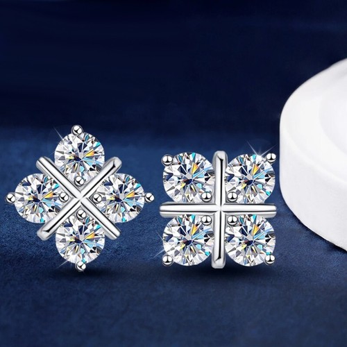 Full Real Moissanite Men Stud Earrings Women Jewel 925 Sterling Silver VVS1 GRA - Picture 1 of 11