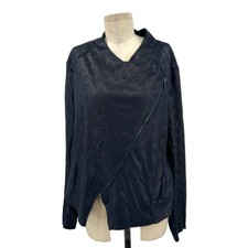 City Chic Black Snakeskin Faux Suede Zip Moto Jacket Plus Size 18