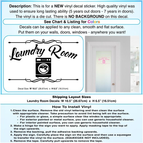Laundry Room Door Decal, Wash Dry Fold Vinyl sticker, Wall Art Decor Quotes D14 - Picture 4 of 9