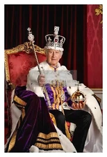 KING CHARLES III CORONATION ROYAL CROWN AND SCEPTER 4X6 PHOTO