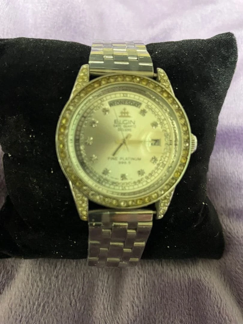 珍品 デザイン ELGIN FINE PLATINUM 999．5 腕時計