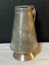 Antique Benedict Mfg Co Quadruple Silver Plate Syrup Pitcher Floral Engraved