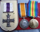 WW1 MILITARY CROSS WAR AND VICTORY MEDAL K.I.A 1918