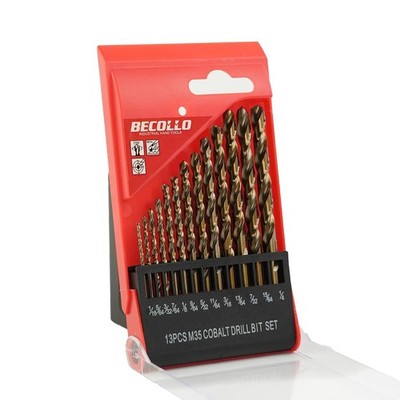BECOLLO 13PCS (1/16''-1/4'') Cobalt Drill Bit Set, M35 Jobber Length 13pcs.set