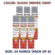 Rust-Oleum 393377 Stops Rust Turbo Spray Paint, 24 oz, Gloss Smoke Gray, 6 Pack