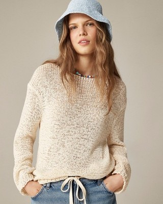 New JCREW Size S Montauk Relaxed Sweater in Antique White $118 CJ458