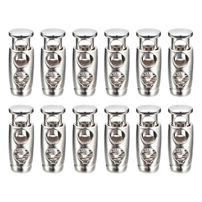 12pcs Metal Cord Lock Spring Stopper Fastener Toggle End White Nickel
