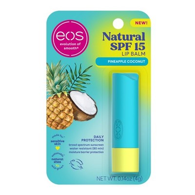 eos Natural SPF 15 Lip Balm Pineapple Coconut Water Resistant Daily Sun
