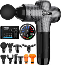 Electric Massage Gun Handheld Muscle Massager w/ 7 SpeedLevels 10 Heads Carbon