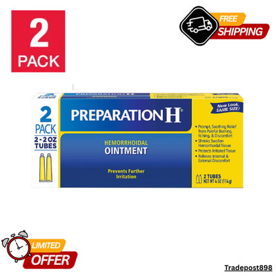 Preparation H Hemorrhoid Symptom Treatment Ointment 2 pk x 2 oz Tubes