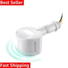White  Listed Motion Sensor for Floodlights with Adjustable Delay & Range