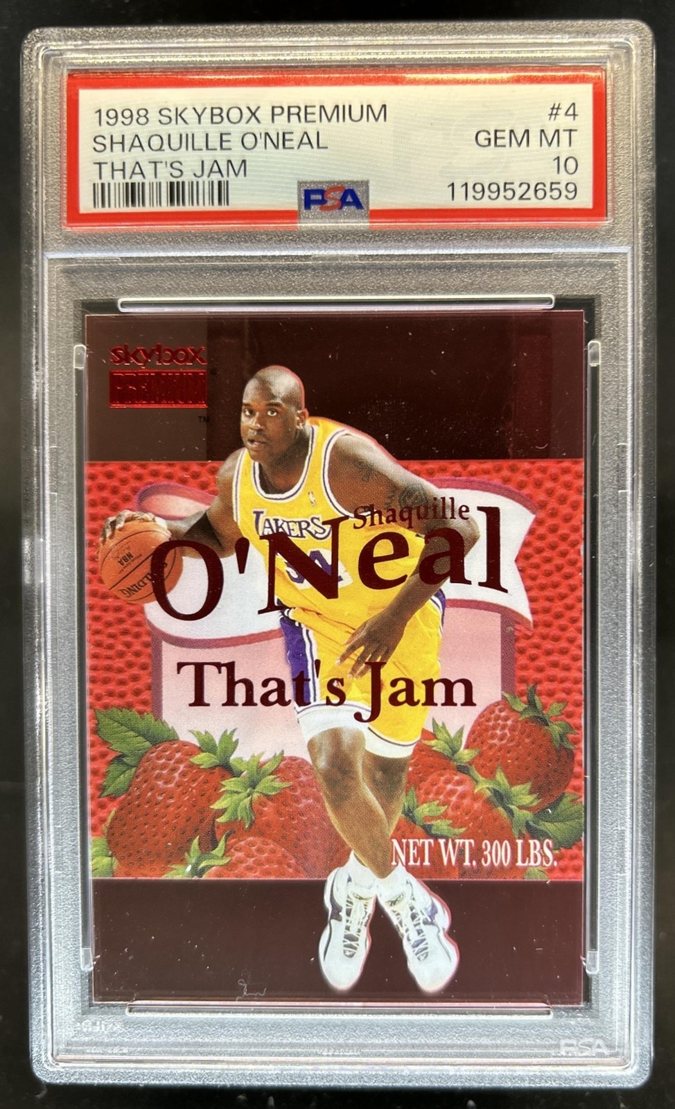 1998-99 Skybox x Premium Shaquille O'Neal That's Jam #4 TJ Lakers PSA 10