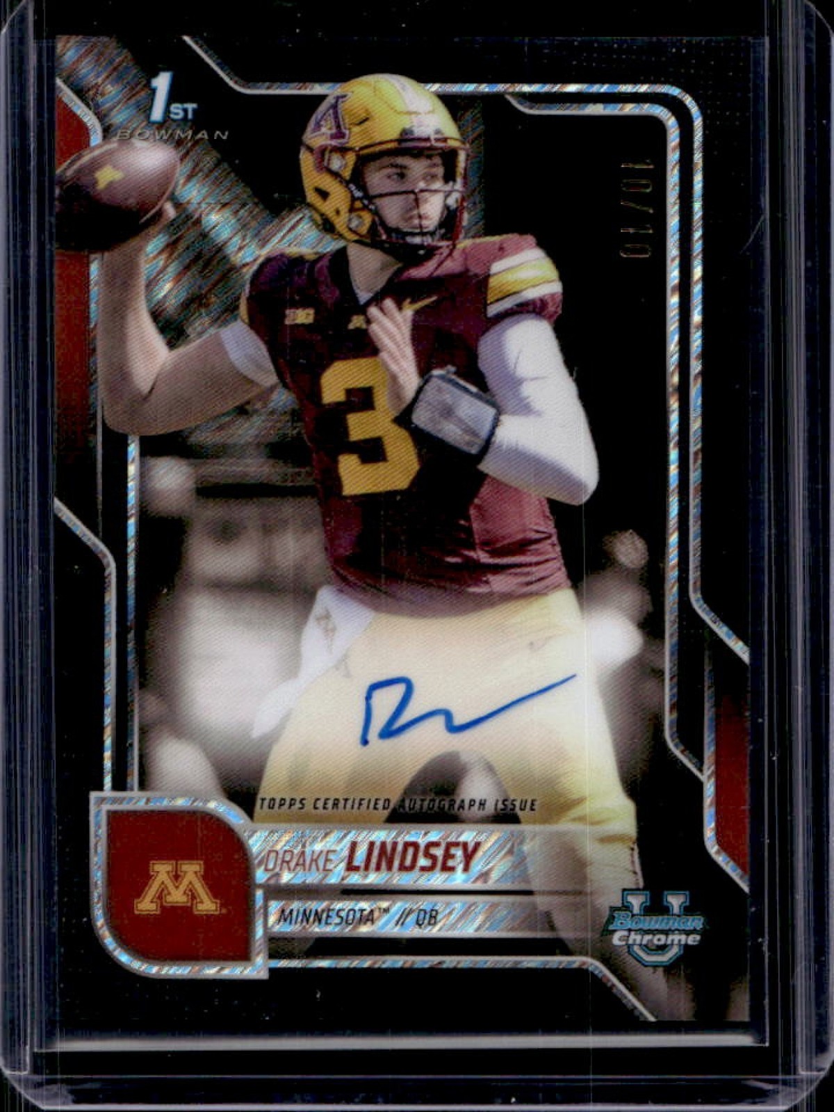 2025 Bowman Chrome U Drake Lindsey Auto 1st Black Shimmer Refractor #10/10