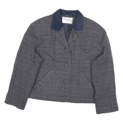 INTERNATIONAL SCENE Damen Woll-Jacke Karomuster Knopf Klassisch Grau L