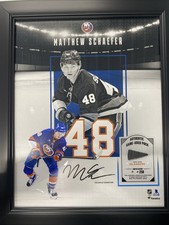 2025 UD FRAME PHOTO AUTOGRAPH AUTHENTIC GAME-USED PUCK /250 MATTHEW SCHAEFER
