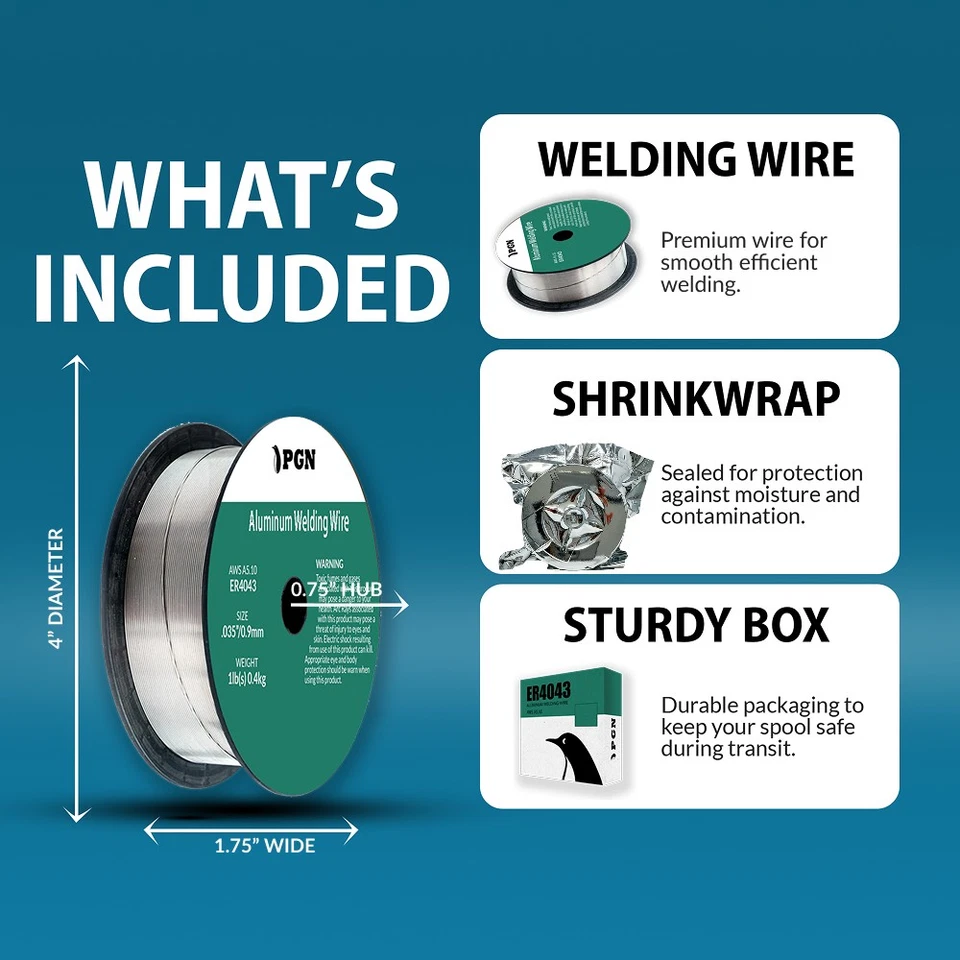 (2 carretes de 1 lb) PGN ER4043 .035" MIG alambre de soldadura de aluminio Foto 2 de 4