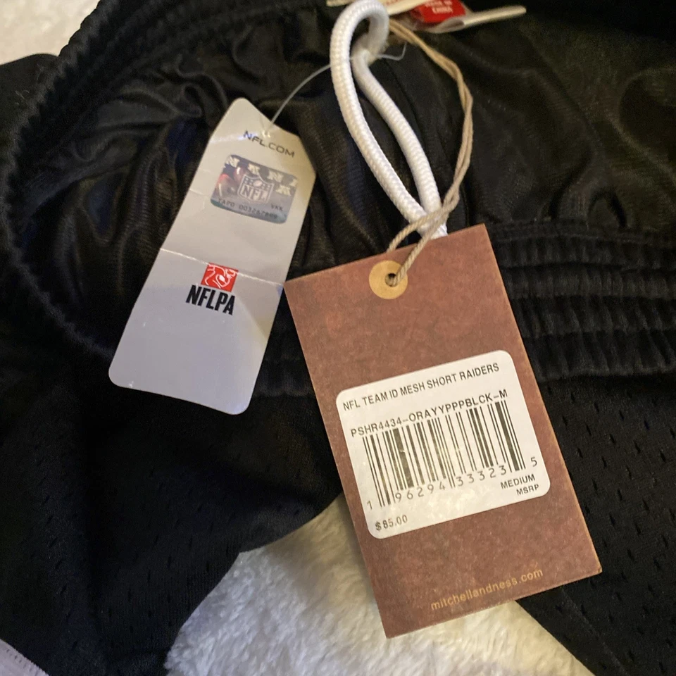 Pantalones Cortos Mitchell & Ness Para Hombres Las Vegas Raiders Team ID Talla Mediana Negro Malla Nuevos con Etiquetas Foto 4 de 4