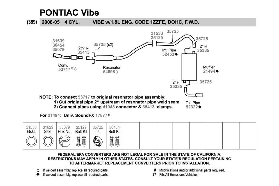 For Chevy Camaro 89-95 Walker 31533 Graphoil Donut Exhaust Pipe Flange Gasket - Image 2 of 4