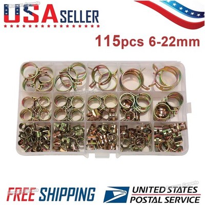 115PCS Spring Clips Fuel Water Line Hose Pipe Air Tube Clamps 6-22mm/Clamp Plier