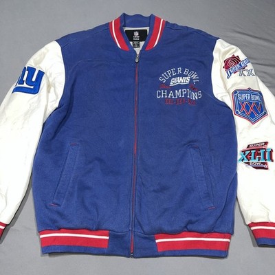 NY Giants Jacket NFL Reebok Vintage Super Bowl Champions XXI - XXV Men s S -H17