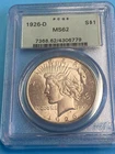 Certified 1926-S Peace Dollar PCGS MS62 Silver Old Green Holder