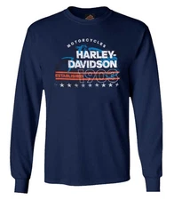 Harley-Davidson Men's Gamut Long Sleeve Cotton Crew-Neck Shirt, Navy Blue