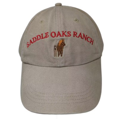 Anvil Baseball Cap Beige Red Saddle Oaks Ranch Horse Cotton Hat OS Slideback