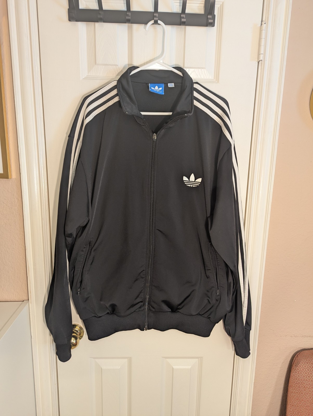 Vintage Mens Adidas Track Suit Jacket Size 2XL Black White Stripes Y2K