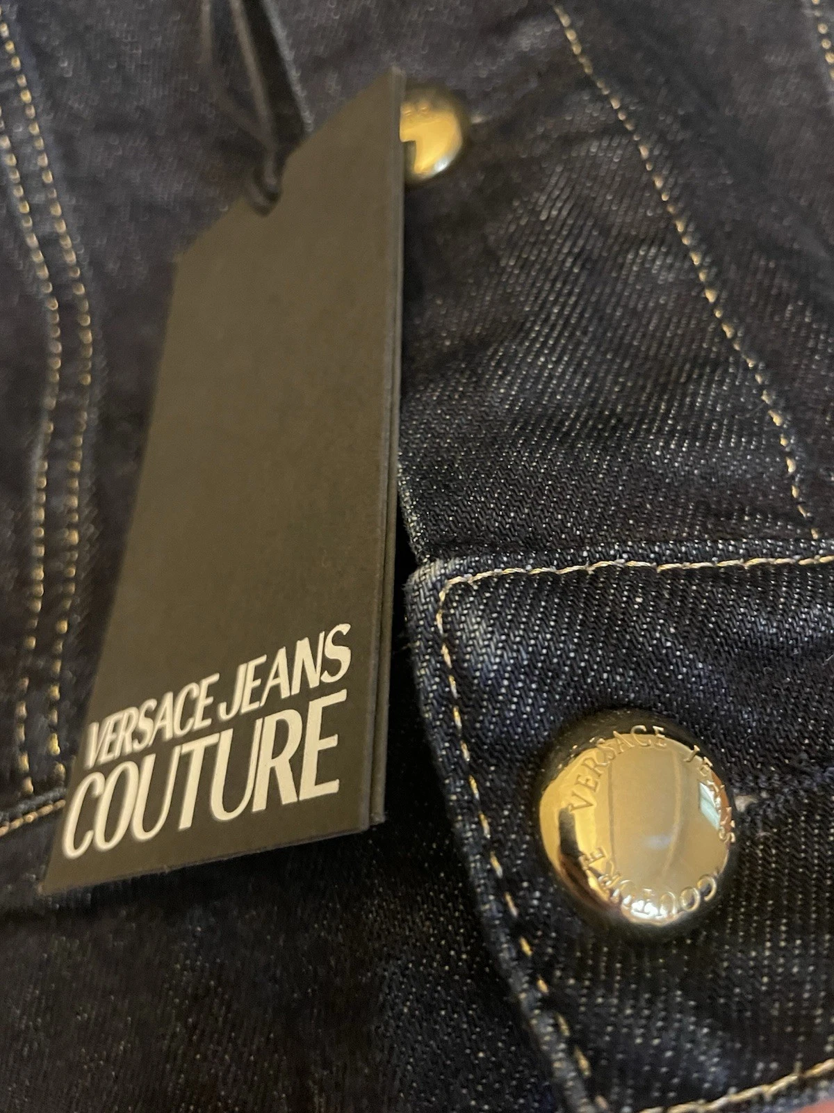VERSACE JEANS COUTURE DARK BLUE RUGGED DENIM JACKET GOLD BUTTONS NEW MED 50 MEN - product detail image 10