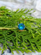 Anillo estilo vintage de topacio azul de Londres | Anillo de piedras preciosas azules de corte redondo de plata 925