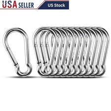 Heavy Duty Stainless Steel Carabiner Clip Snap Hooks Camping Keys Pets Gear New
