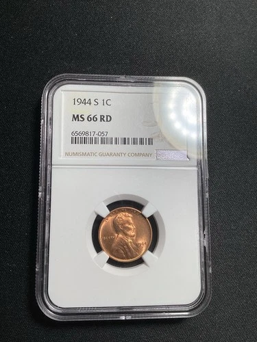 Beautiful High Grade 1944-S Lincoln Cent.  NGC GRADED MS66 RED