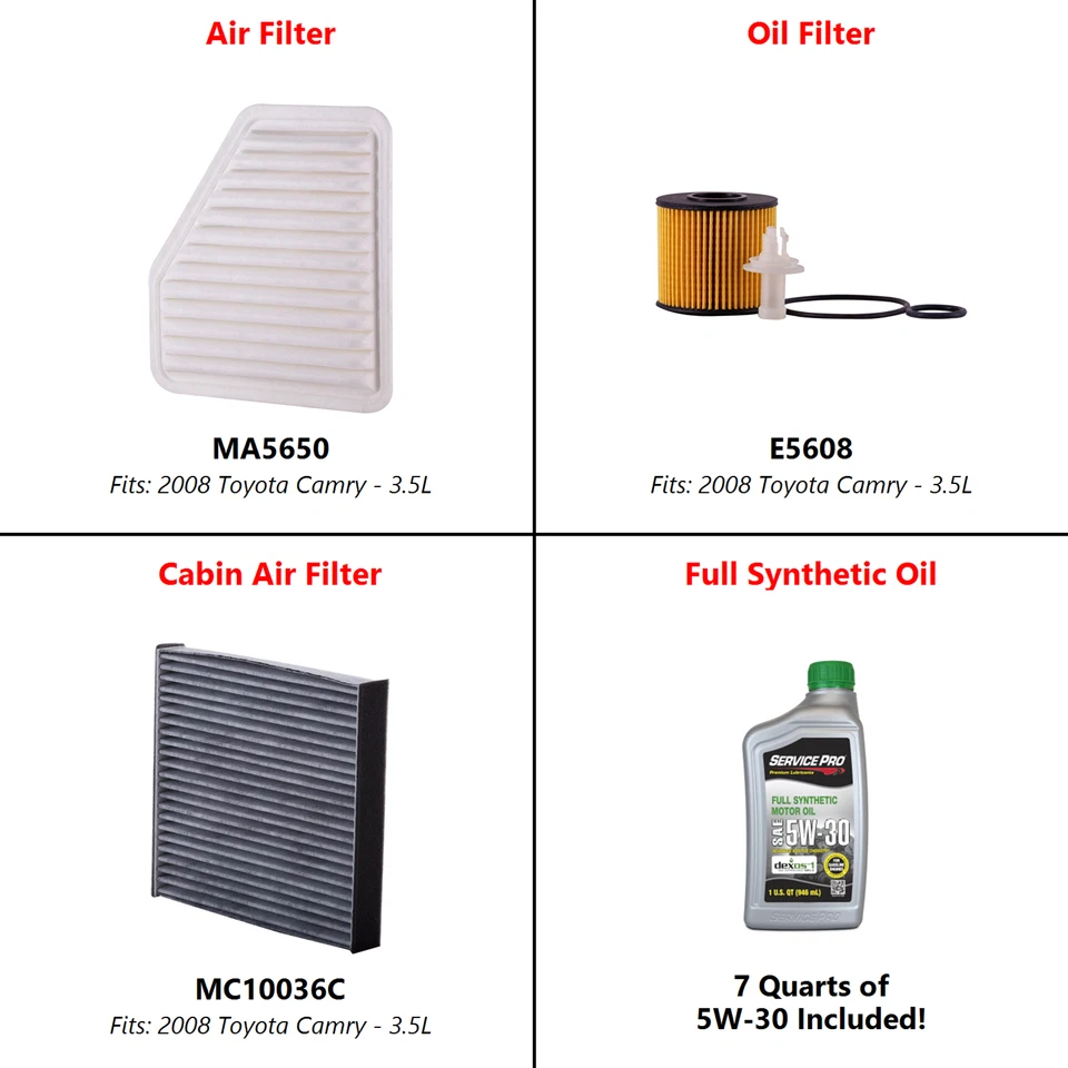 2008 Toyota Camry 3.5L Complete Air, Oil & Cabin Filter Kit (5W-30) - Image 2 of 4