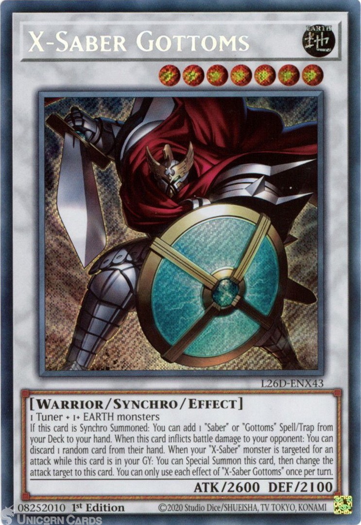 L26D-ENX43 X-Saber Gottoms : Secret Rare 1st Edition Mint YuGiOh Card
