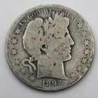 1892 Barber Half Dollar 50 Cents Toned Toning Philadelphia Mint 90% Silver