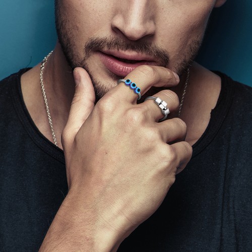 4pcs Evil Eye Heart Anti Anxiety Stress Relief Spinner Fidget Ring for Women Men - Picture 4 of 8