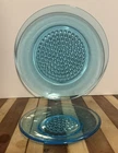 Vintage Depression Glass Aqua Blue Dinner Plate & Saucer Dimple Design 1930