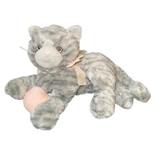 FAO Schwarz 5th Avenue Gray Tabby Cat Floppy Plush Yarn Ball Bow 15 Inches