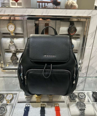 Michael Kors Black Pebbled Leather Drawstring Backpack NWT Michael Kors Riley Large Pebble Leather | Mercari main image 4