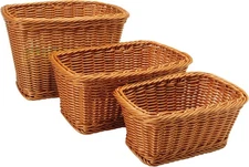 Constructive Playthings Rectangular Plastic Woven Baskets- Mixed Sizes Brown 