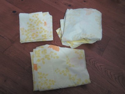 Springmaid King Flat Fitted Pillowcase Set Yellow Butterfly Mariposa Vintage