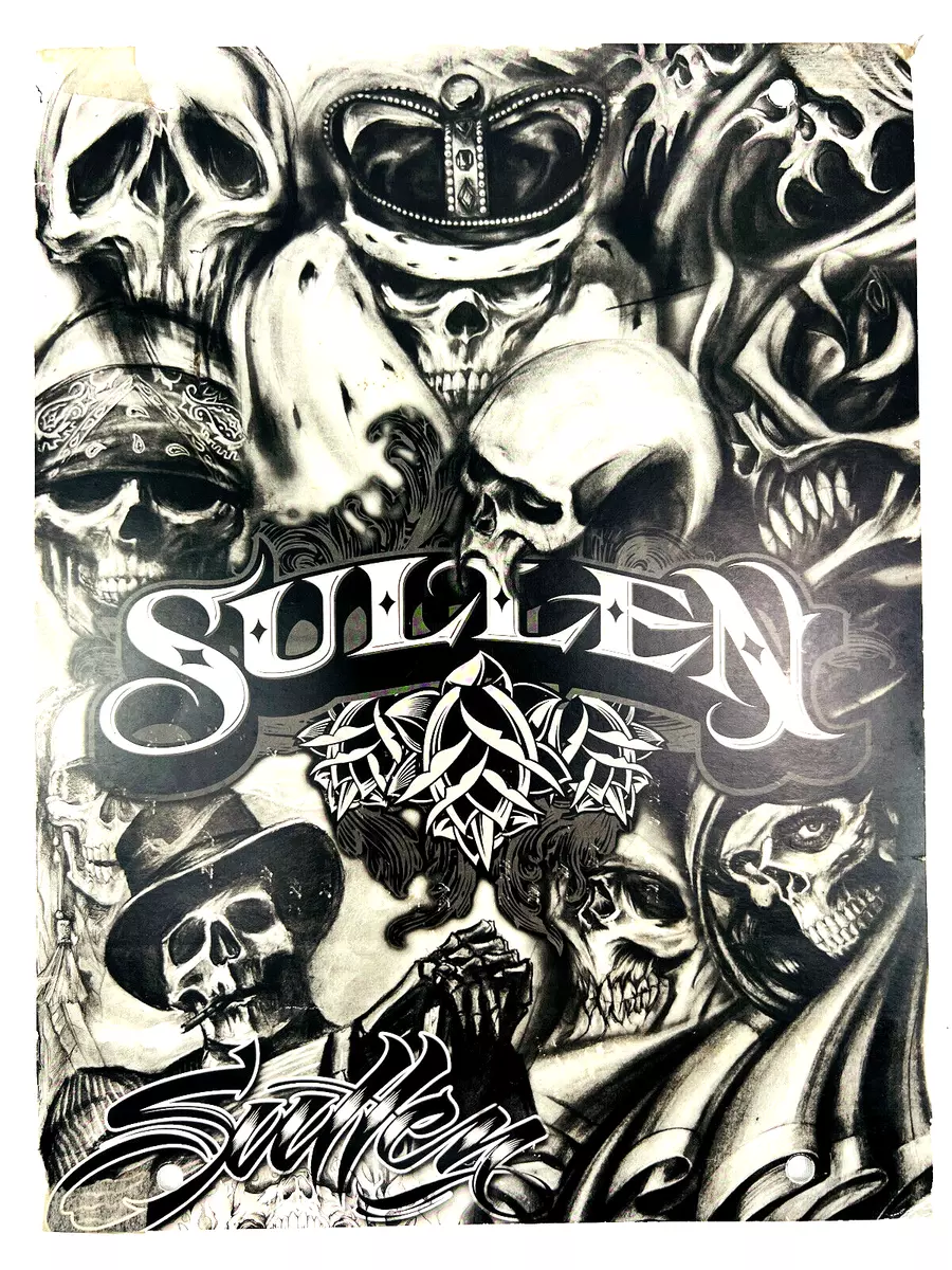 vtg Tattoo Shop Flash #18 1990s 90s Sullen skulls skeleton death cholo