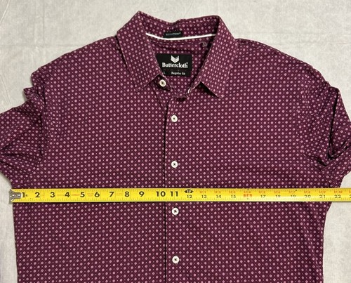 ButterCloth Icy Cotton Button Up Shirt Men’s L Red Maroon Long Sleeve - Picture 5 of 6