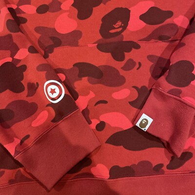 A Bathing Ape Red Camo Bale Pullover Hoodie - Red, Size XL | eBay