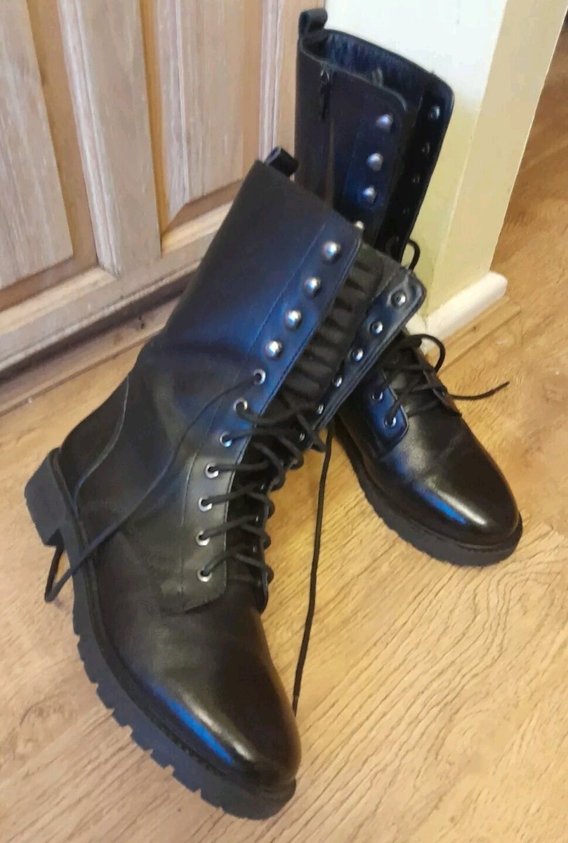Deitchmann 5TH Avenue Black Leather Biker style Boots Size