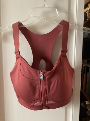 Nike Dri-Fit ladies XS pink zip front high impact sport bra