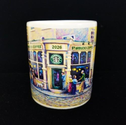 Starbucks Barista 2001 Mug Cup Storefront Cobblestone Village Scene Retired 18oz - Picture 2 of 5