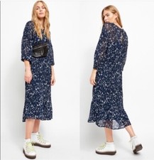 Free People Small Dress Blue Floral Midi Boho S